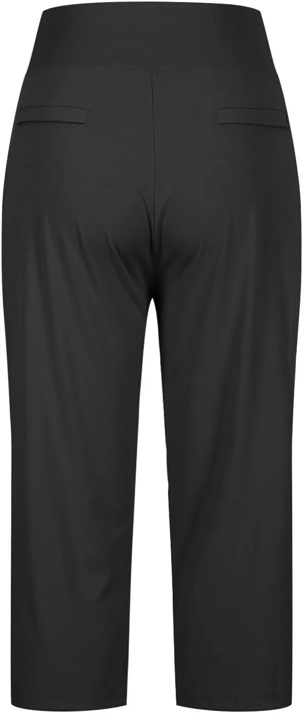 Women's Capri Pants Petite Summer Casual Elastic High Waist Yoga Pants Comfy Lightweight Business Office Work Slacks