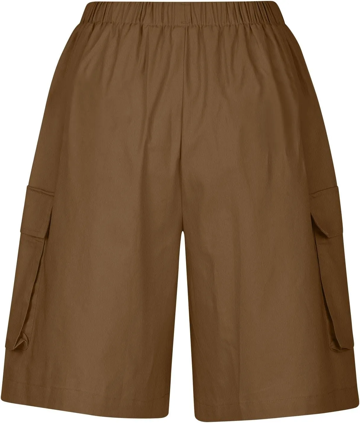 Women's Cargo Bermuda Shorts 2025 Summer Linen Wide Leg Pants Elastic Waisted Casual Baggy Beach Shorts with Pockets