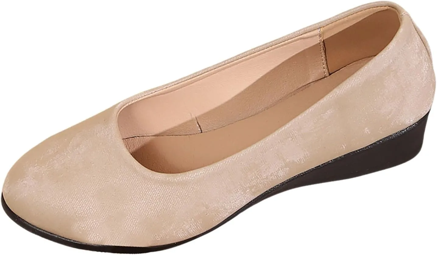 Women's Casual Shoes for Everyday Wear Sleek Satin Design Closed Toe and Heel Comfortable Wedge Wide Mens Shoe Casual