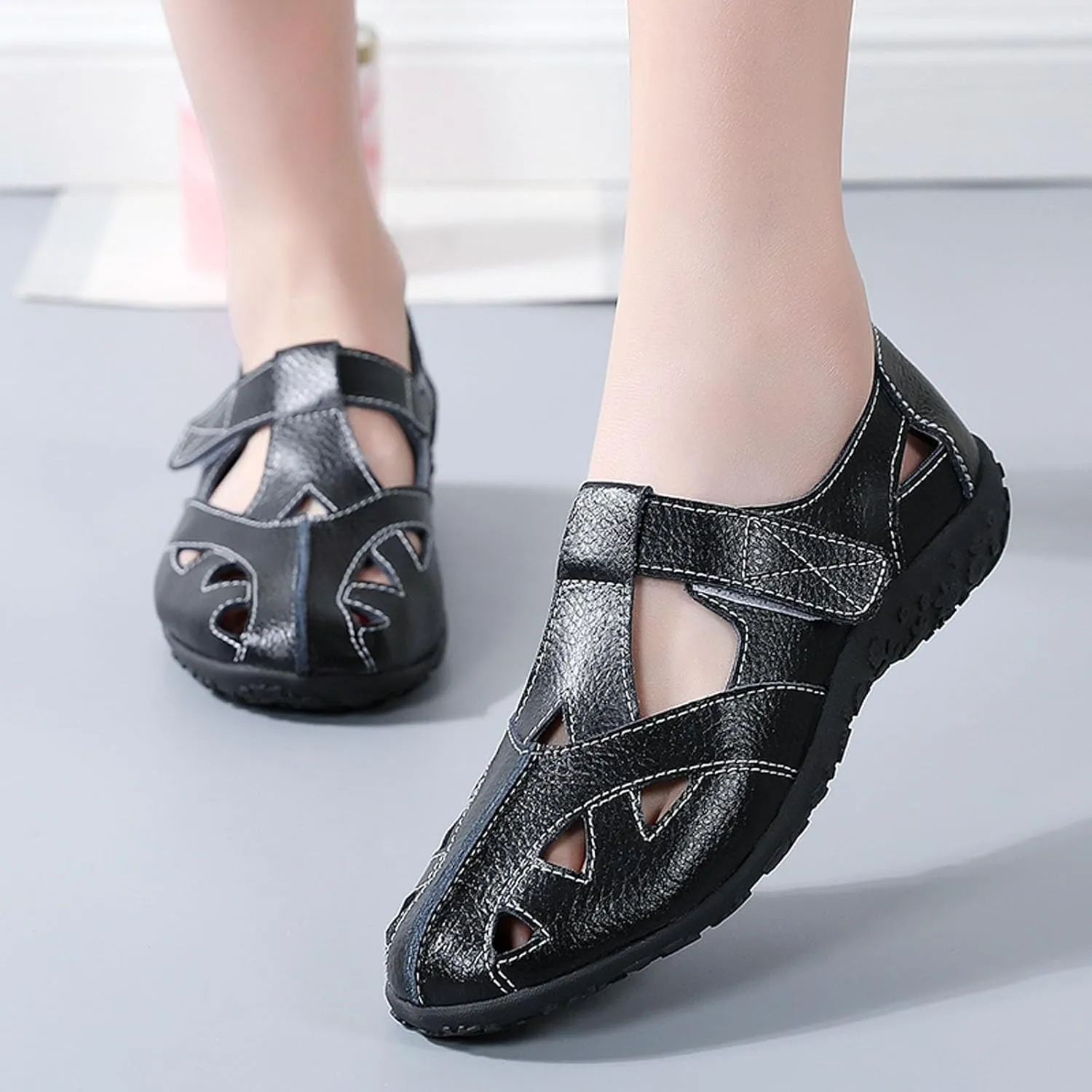 Women's Casual Slip On Shoes Comfortable Flat Walking Footwear for Spring Summer Leisure Travel Work Closed Toe