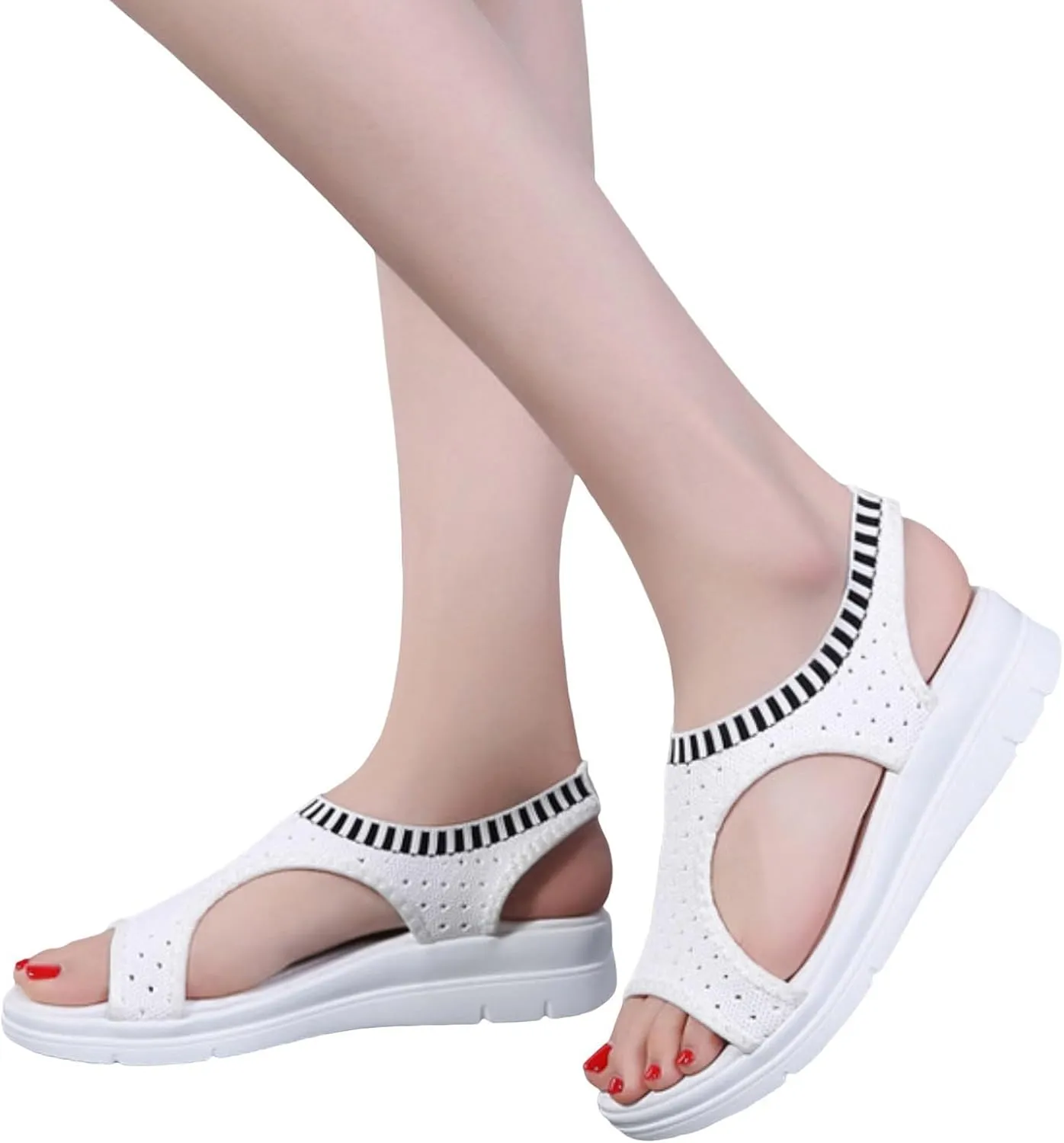 Women's Casual Toe Espadrilles Breathable Slip On Sandals Comfortable Walking Shoes for Summer Beach Vacation