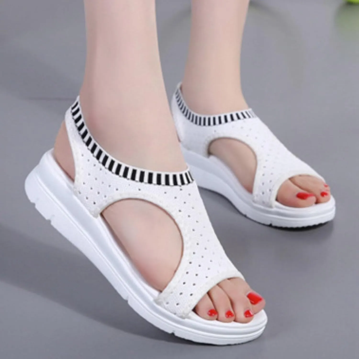 Women's Casual Toe Espadrilles Breathable Slip On Sandals Comfortable Walking Shoes for Summer Beach Vacation