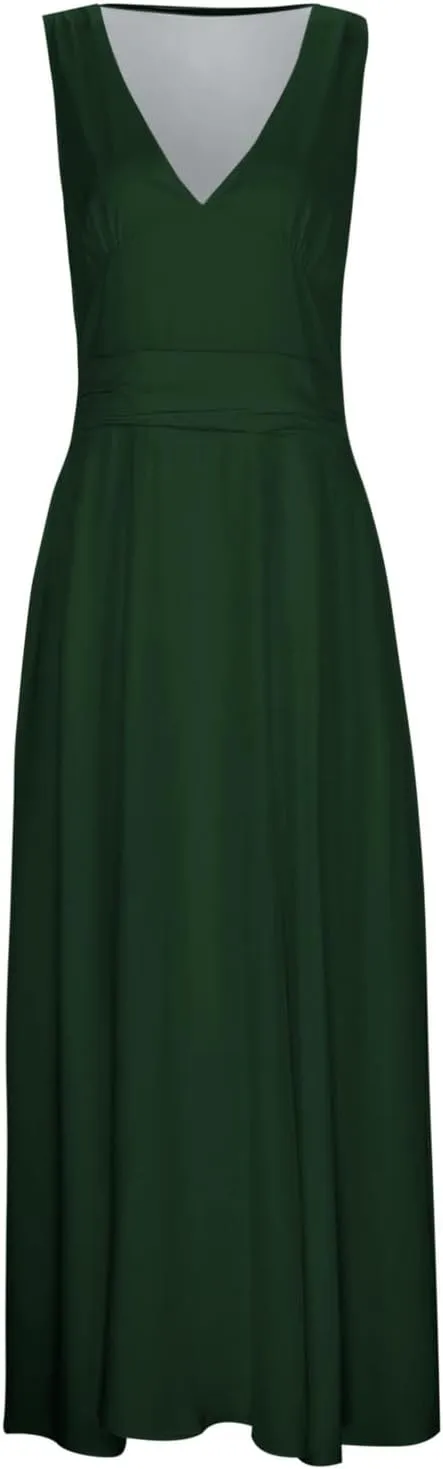 Women's Deep V Neck Prom Dresses Maxi Dress Summer Beach Vacation A Line Formal Evening Gowns Ladies Sundresses