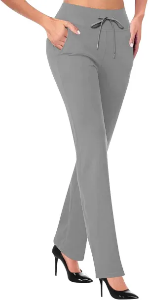 Womens Dress Pants for Work Business Office Bootcut Stretch Work Slacks Solid Casual Bootleg Pull On Lounge Wide Leg Trousers