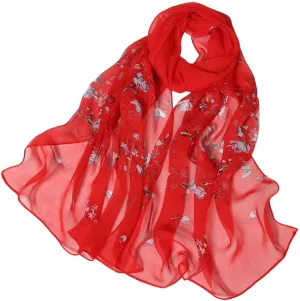 Women's Elegant Scarf Lightweight Scarves Floral Pattern Long Scarfs Sunscreen Neckerchief Shawl for Ladies