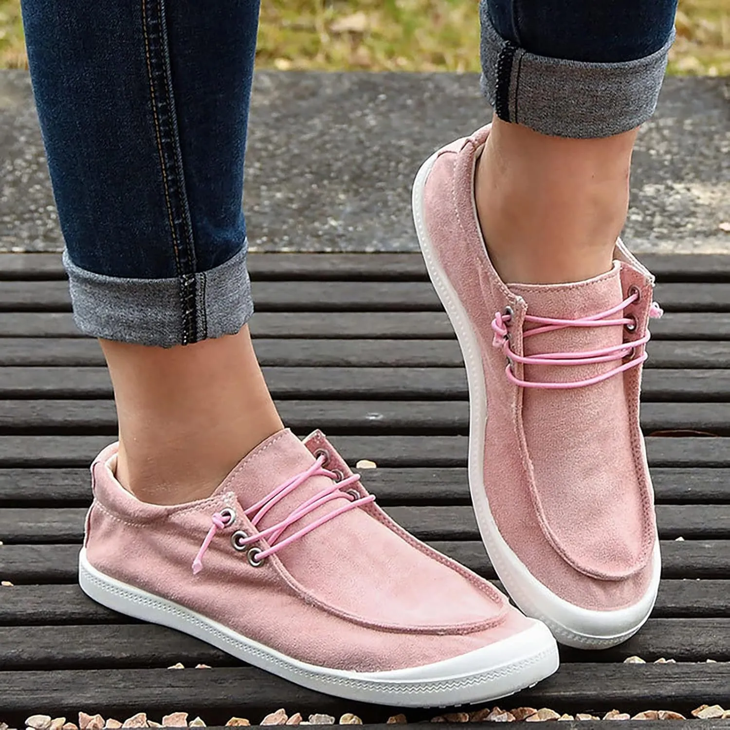 Women's Fashion Sneakers, Christmas Print Canvas Shoes Flat Round Toe Non-Slip Flat Shoes Slip On Loafers Shoes
