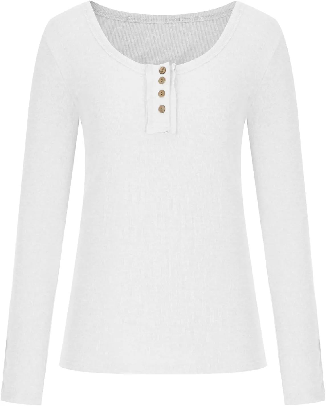 Womens Henley Shirts Long Sleeve Button Down Tunic Tops Scoop Neck Ribbed Knit Slim Fitted Casual Dressy Blouses Cute Tee