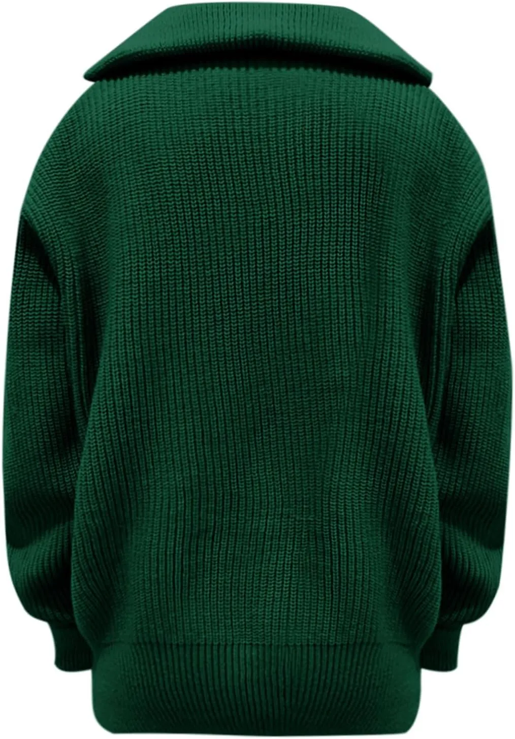 Women's Lapel Neck Knitted Pullover Tops Half Zipper Sweater Jumpers Drop Shoulder Oversized Teen Girls Sweatshirt
