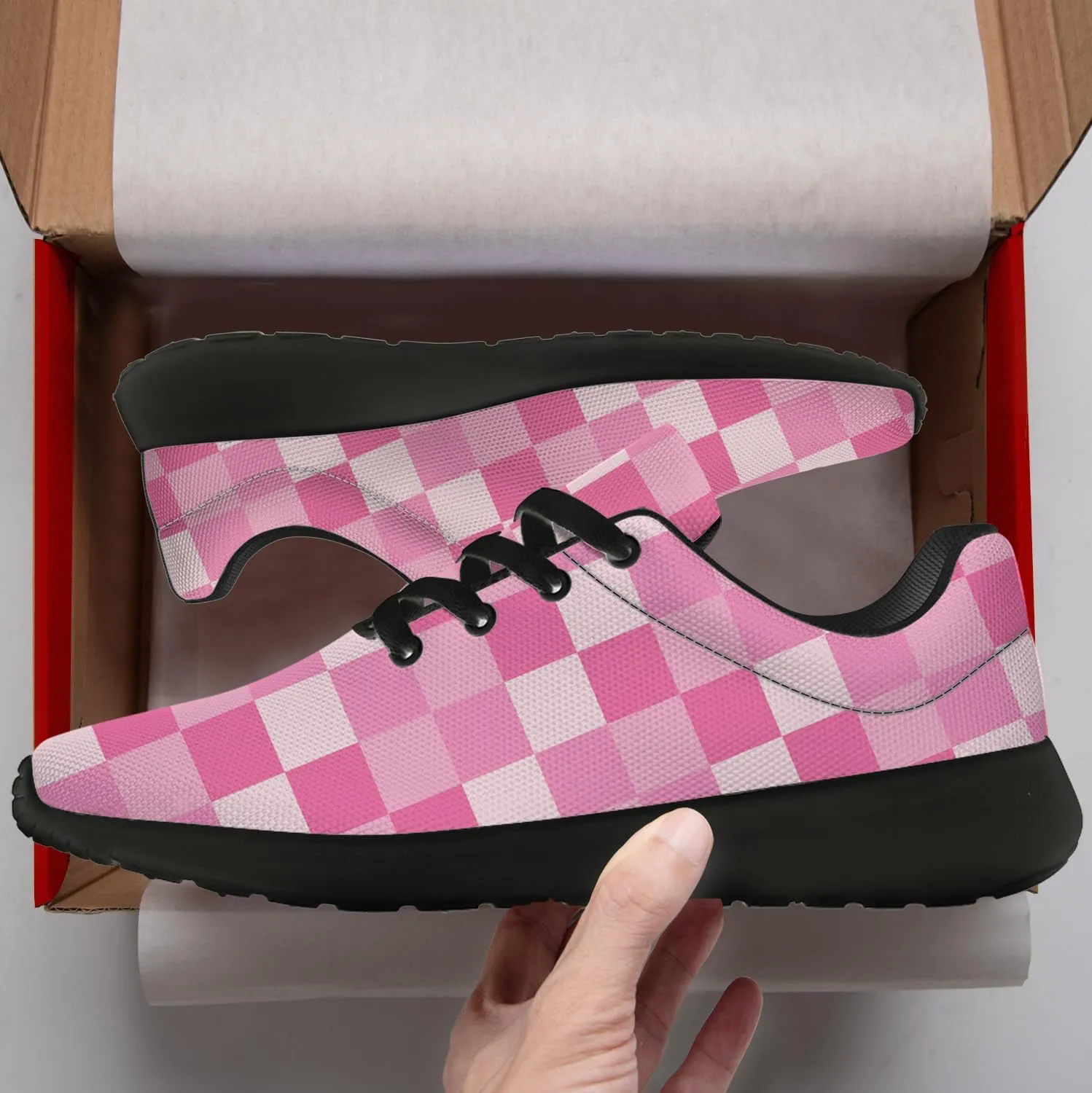 Women's Men's Running Shoes Walking Sneakers Tennis Shoes Checkered Gifts for Women Teens