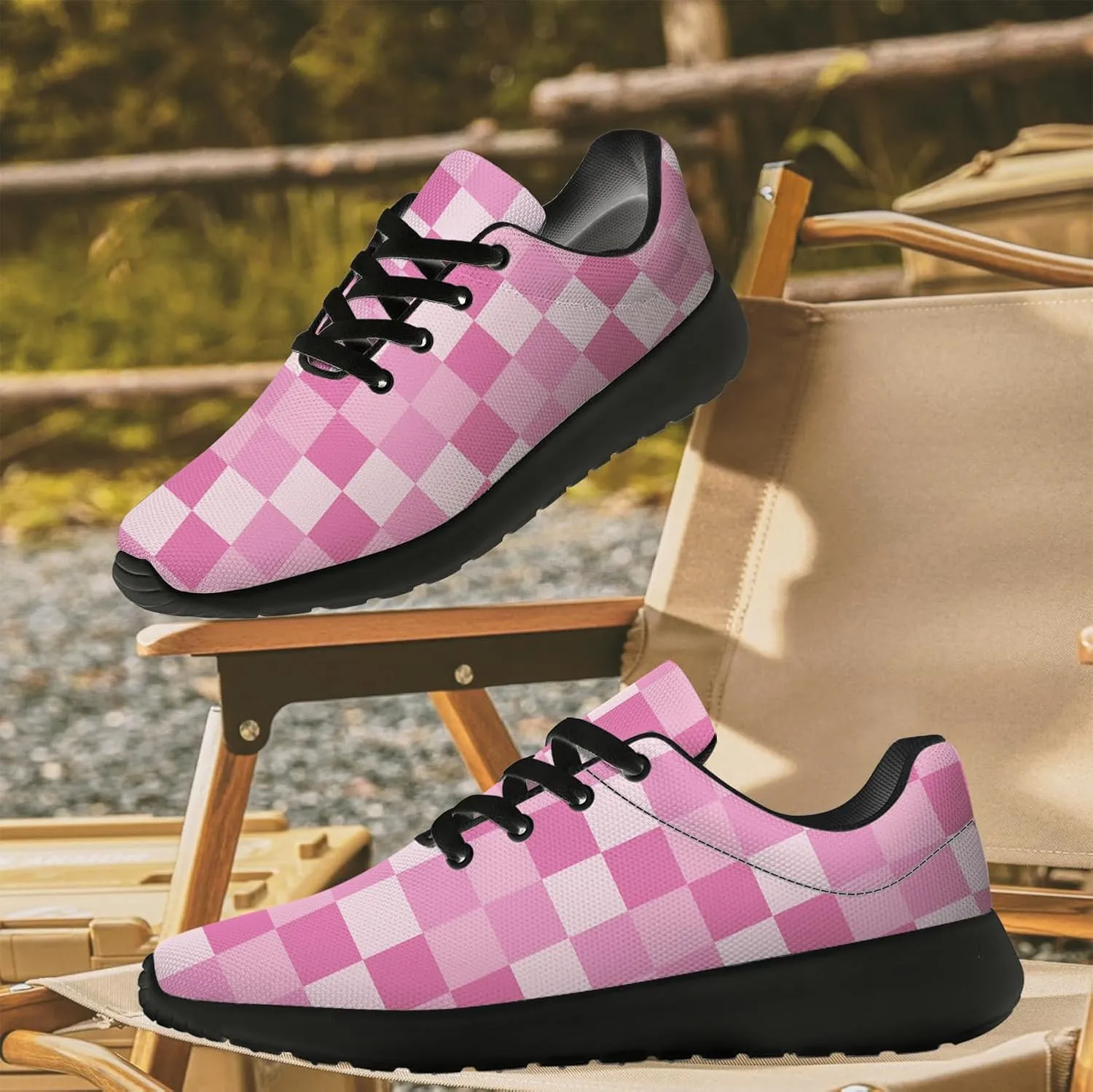 Women's Men's Running Shoes Walking Sneakers Tennis Shoes Checkered Gifts for Women Teens