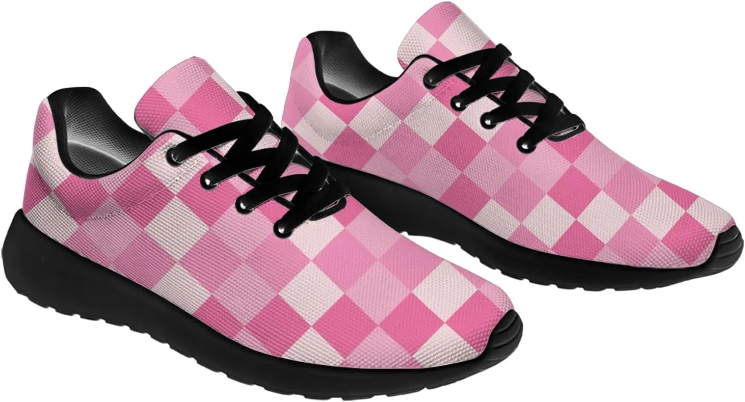 Women's Men's Running Shoes Walking Sneakers Tennis Shoes Checkered Gifts for Women Teens