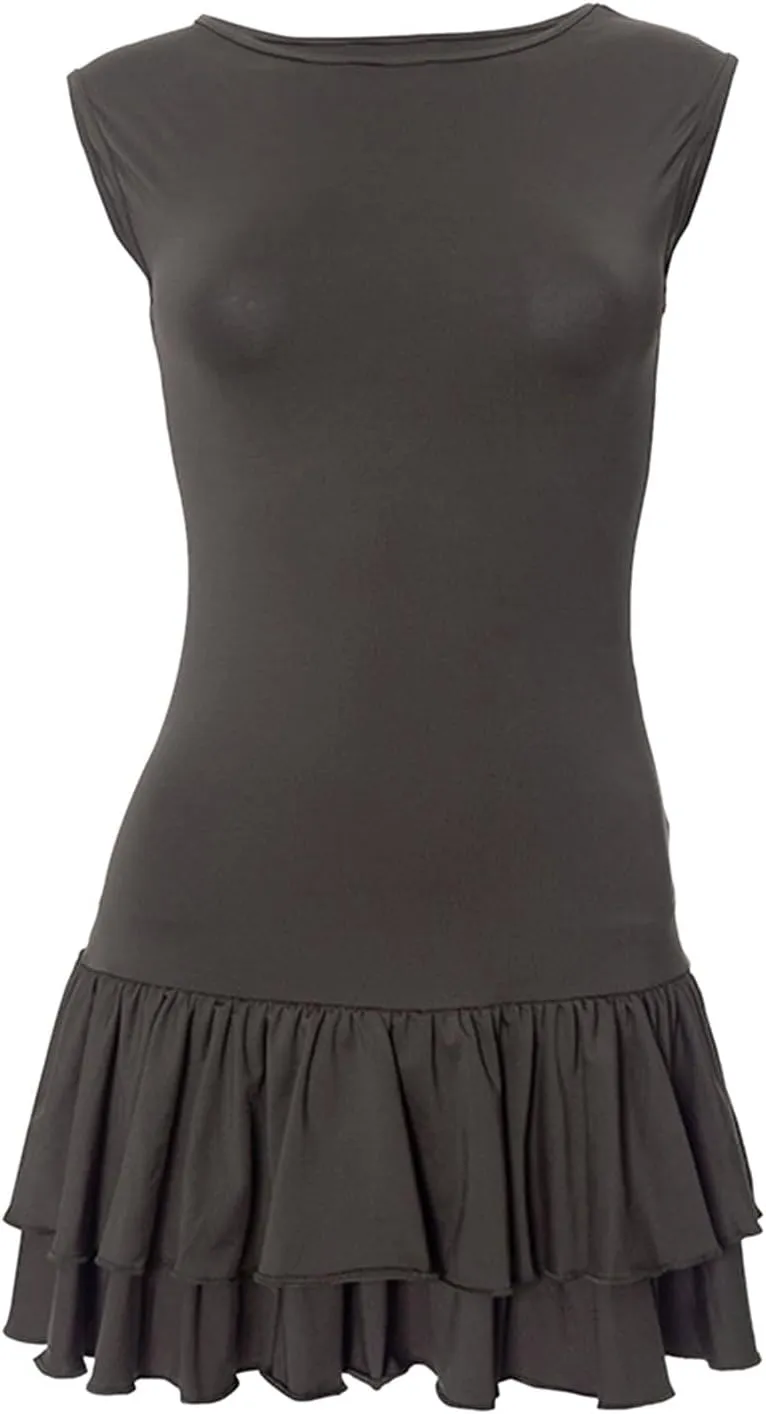 Womens Mini Dress Flowy Ruffle Ruched Tiered Skirt Bodycon Sleeveless Tank Sundress Slim Fit Corset Short Dress