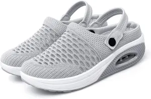 Womens Orthopedic Clogs with Air Cushion Support Mesh Garden Shoes Lightweight Diabetic Walking Shoes Wide Width Stretch Sandals Slippers