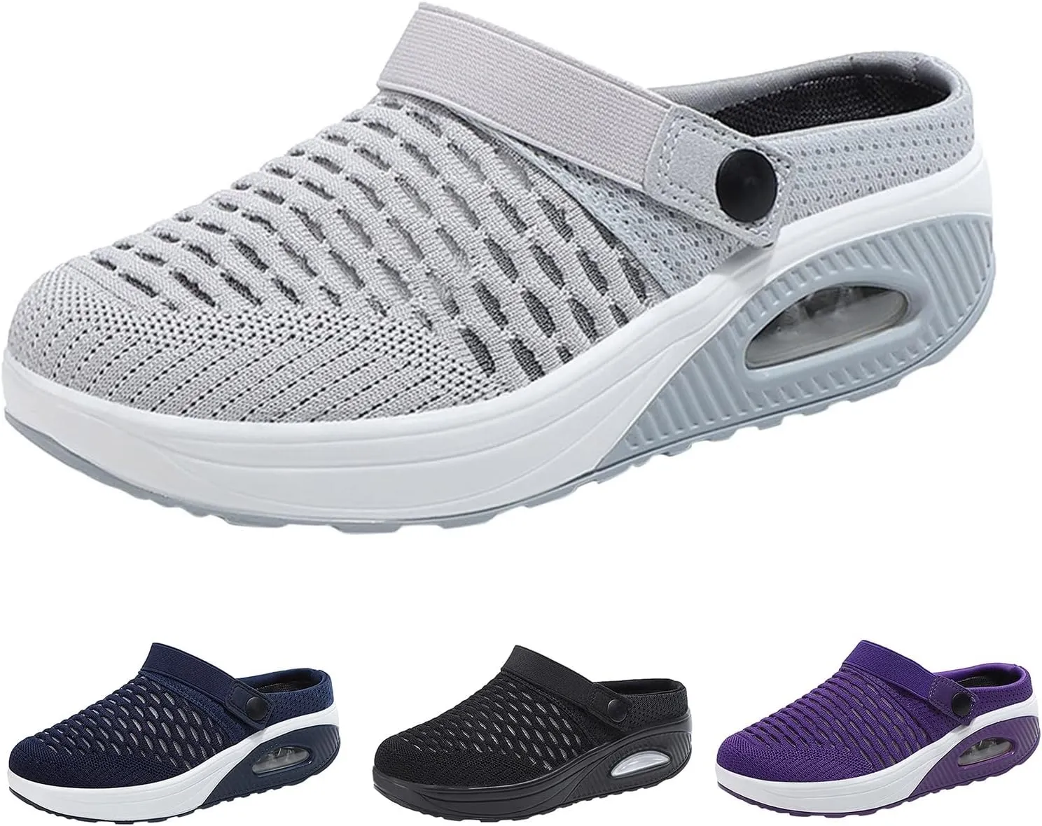 Womens Orthopedic Clogs with Air Cushion Support Mesh Garden Shoes Lightweight Diabetic Walking Shoes Wide Width Stretch Sandals Slippers