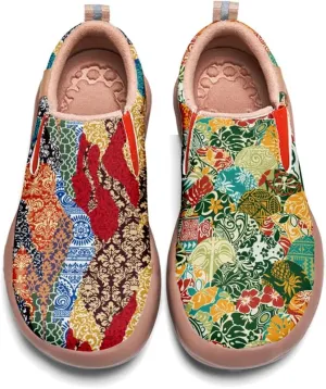Womens Painted Travel Shoes Lightweight Comfort Slip-Ons Casual Loafers Patchwork Plants Floral Fashion Sneaker