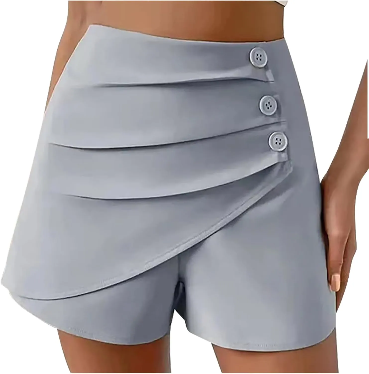 Women's Pleated Skirts Shorts Classic Slim Fit Side Button High Waisted Athletic Shorts Trendy Casual Tennis Shirts