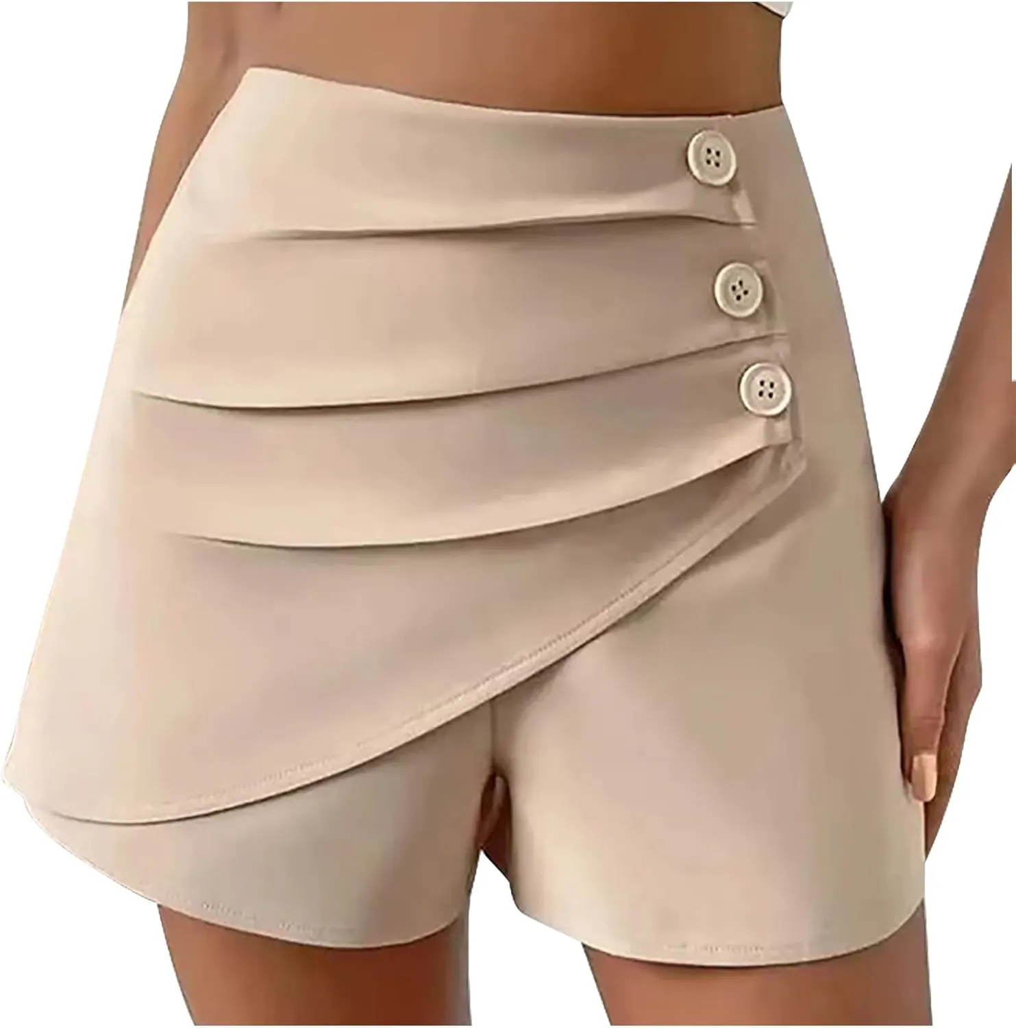 Women's Pleated Skirts Shorts Classic Slim Fit Side Button High Waisted Athletic Shorts Trendy Casual Tennis Shirts