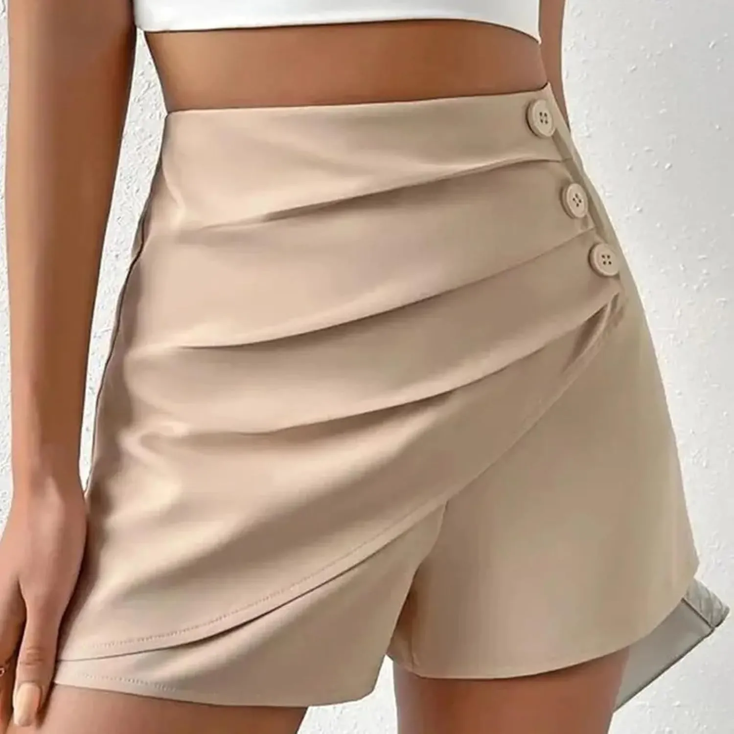 Women's Pleated Skirts Shorts Classic Slim Fit Side Button High Waisted Athletic Shorts Trendy Casual Tennis Shirts