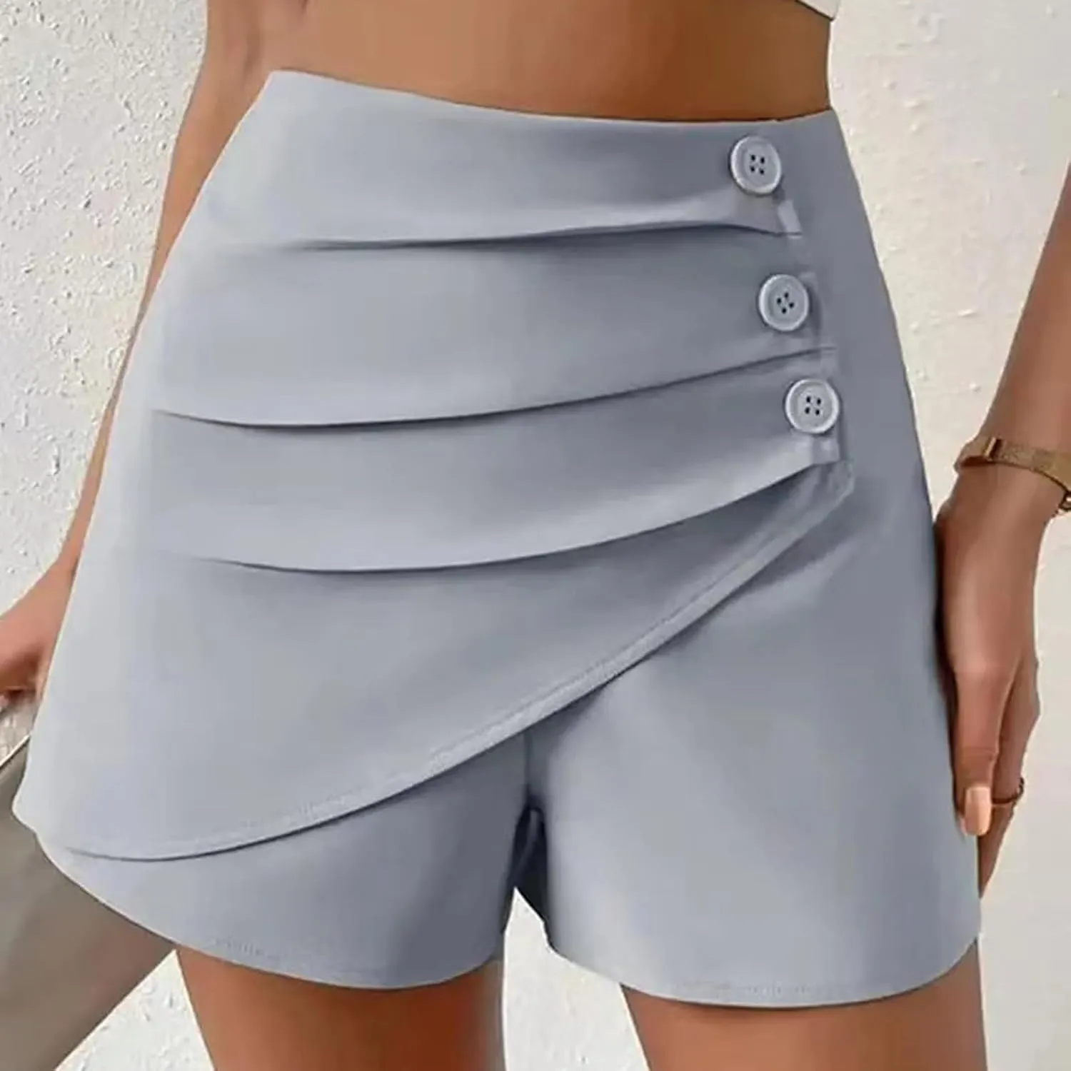 Women's Pleated Skirts Shorts Classic Slim Fit Side Button High Waisted Athletic Shorts Trendy Casual Tennis Shirts