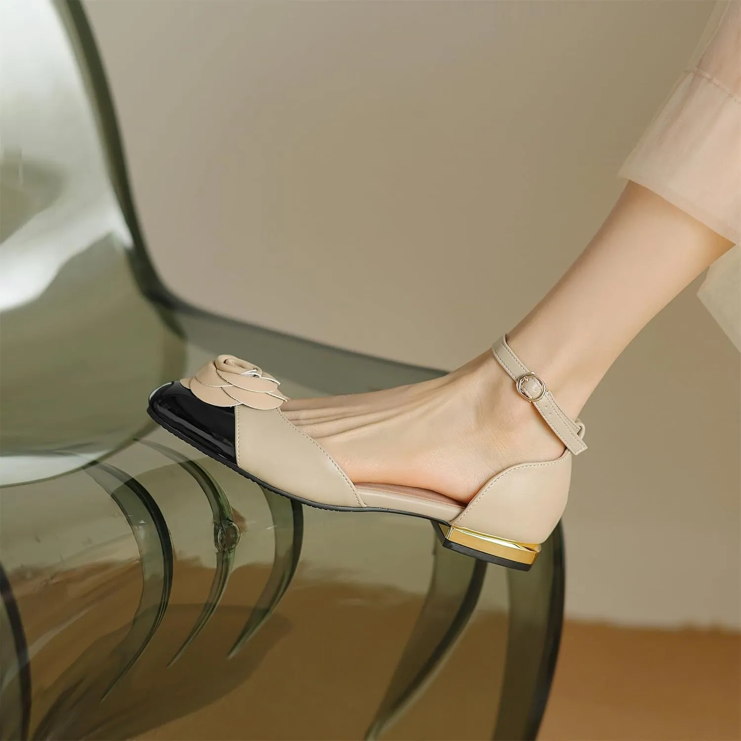 Women's Retro Flower Cap Round Closed Toe Pump Ankle Strap Chunky Low Block Heel Adjustable Buckle D'Orsay Classic Work Office Church Casual Comfort Dress Shoes Business Party Flats