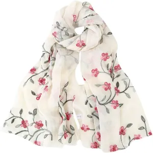 Women's Scarves & Wraps Silk Long Scarf for Women Headband Hijabs Muslim Scarf Embroidery Hijab Shawls (Beige, One Size)
