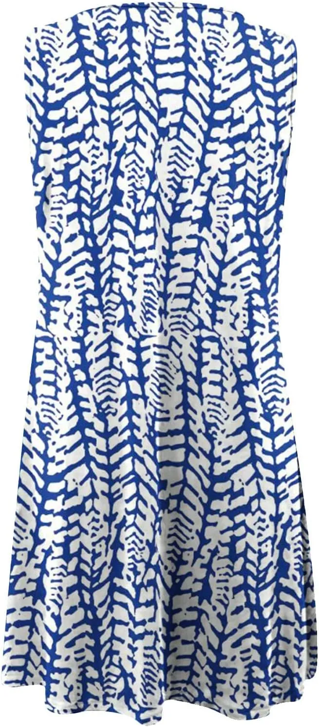 Womens Sleeveless Summer Dresses Aline Mini Dress Casual Dress Patterned Vacation Beach Dress Swing Dress