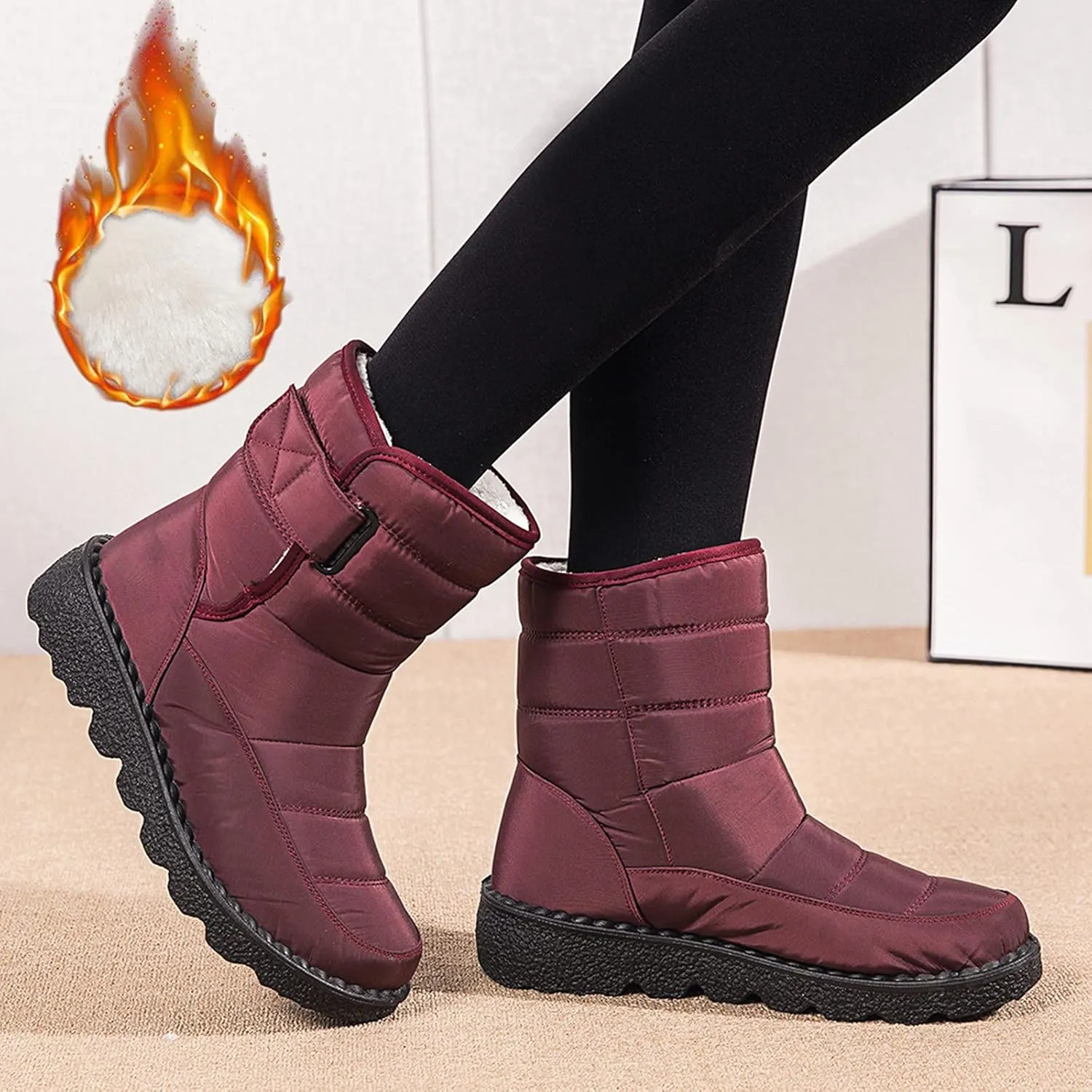 Womens Snow Boots Wide Width Zipper Size 9 Wide Calf Snow Boots for Woman Waterproof Snow Shoes for Women Outdoor Boots Women Knee High Waterproof Womens Boots Size 11
