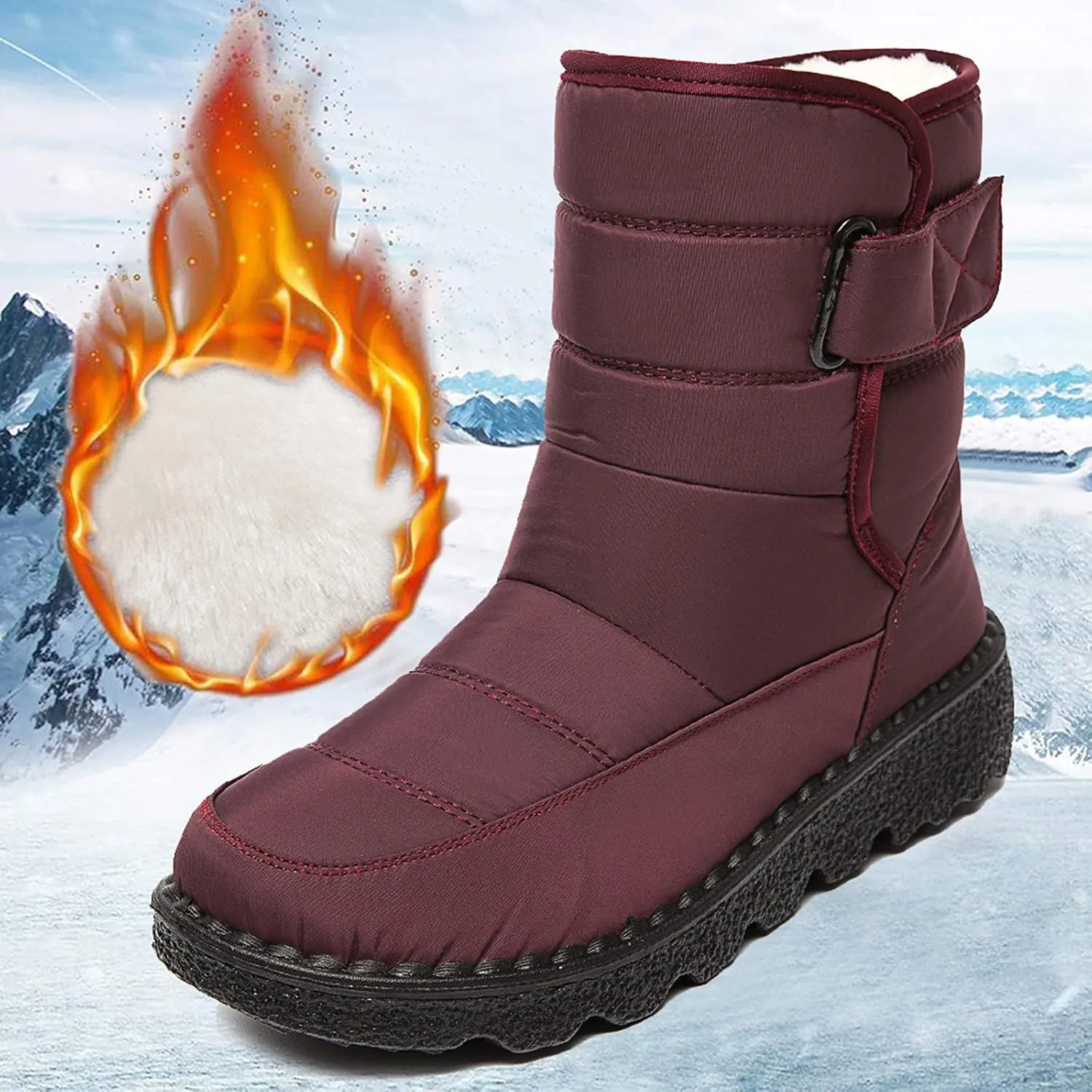 Womens Snow Boots Wide Width Zipper Size 9 Wide Calf Snow Boots for Woman Waterproof Snow Shoes for Women Outdoor Boots Women Knee High Waterproof Womens Boots Size 11