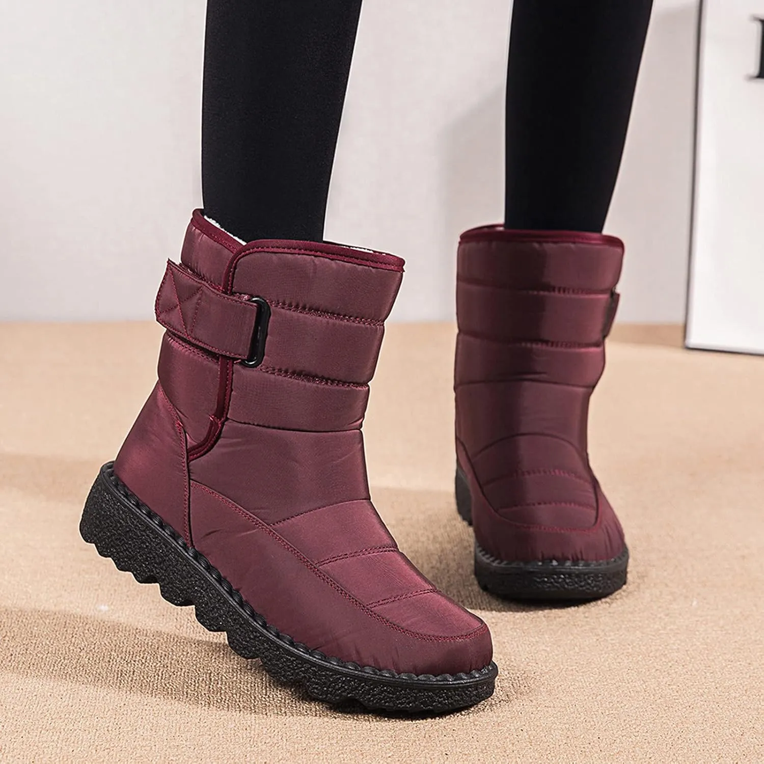 Womens Snow Boots Wide Width Zipper Size 9 Wide Calf Snow Boots for Woman Waterproof Snow Shoes for Women Outdoor Boots Women Knee High Waterproof Womens Boots Size 11