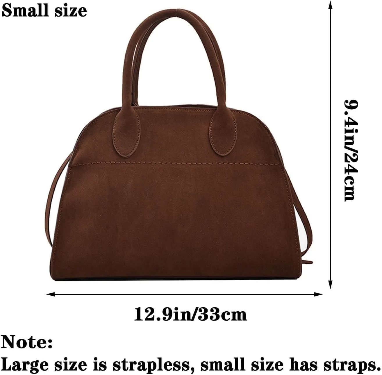 Womens Suede Tote Bag, Faux Leather Tote Bag for Women Vintage Top Handle Bag Fashion Retro Shoulder Satchel Bag (Brown,Small)