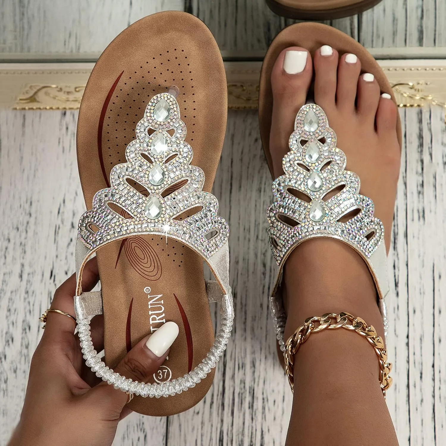 Womens Summer Bohemian Wedge Sandals Ankle Strap Casual Beach Shoes Fashion Dressy Flat Sandals for Women Evening