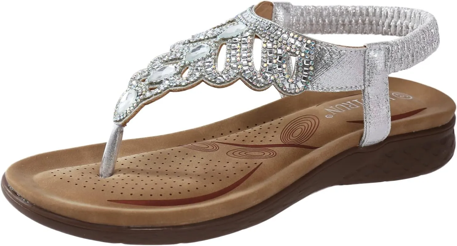 Womens Summer Bohemian Wedge Sandals Ankle Strap Casual Beach Shoes Fashion Dressy Flat Sandals for Women Evening