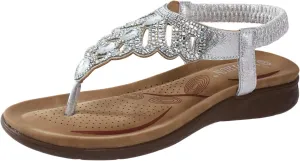 Womens Summer Bohemian Wedge Sandals Ankle Strap Casual Beach Shoes Fashion Dressy Flat Sandals for Women Evening