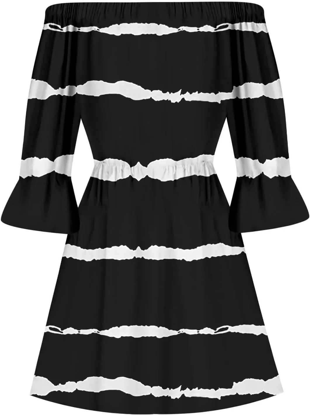 Womens Summer Dresses 2024 Off Shoulder Ruffle Long Sleeve Dress Boho Floral Mini Dress Strapless Short Dress