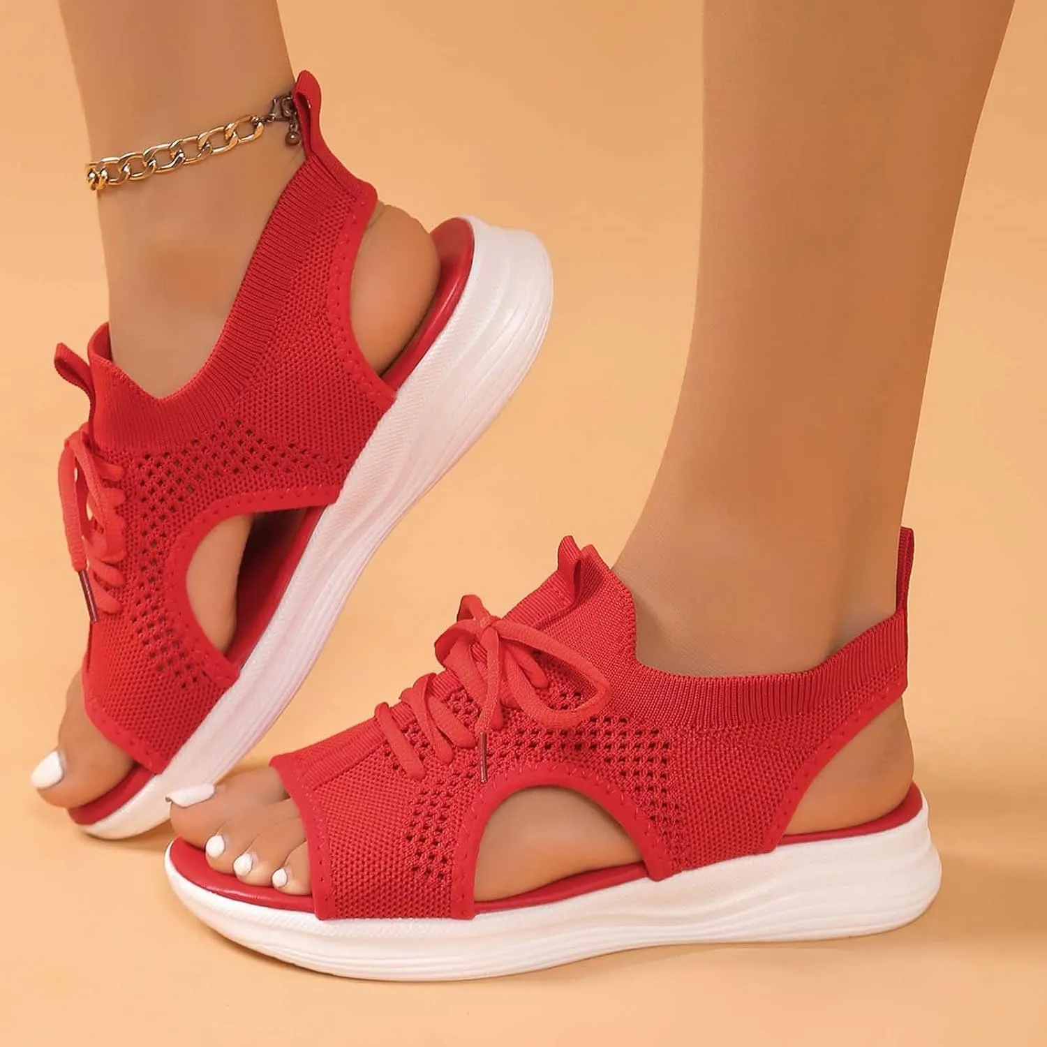Women's Summer Fashion Cloth Breathable Open Toed Sandals Comfortable Platform Shoes Shoes Women