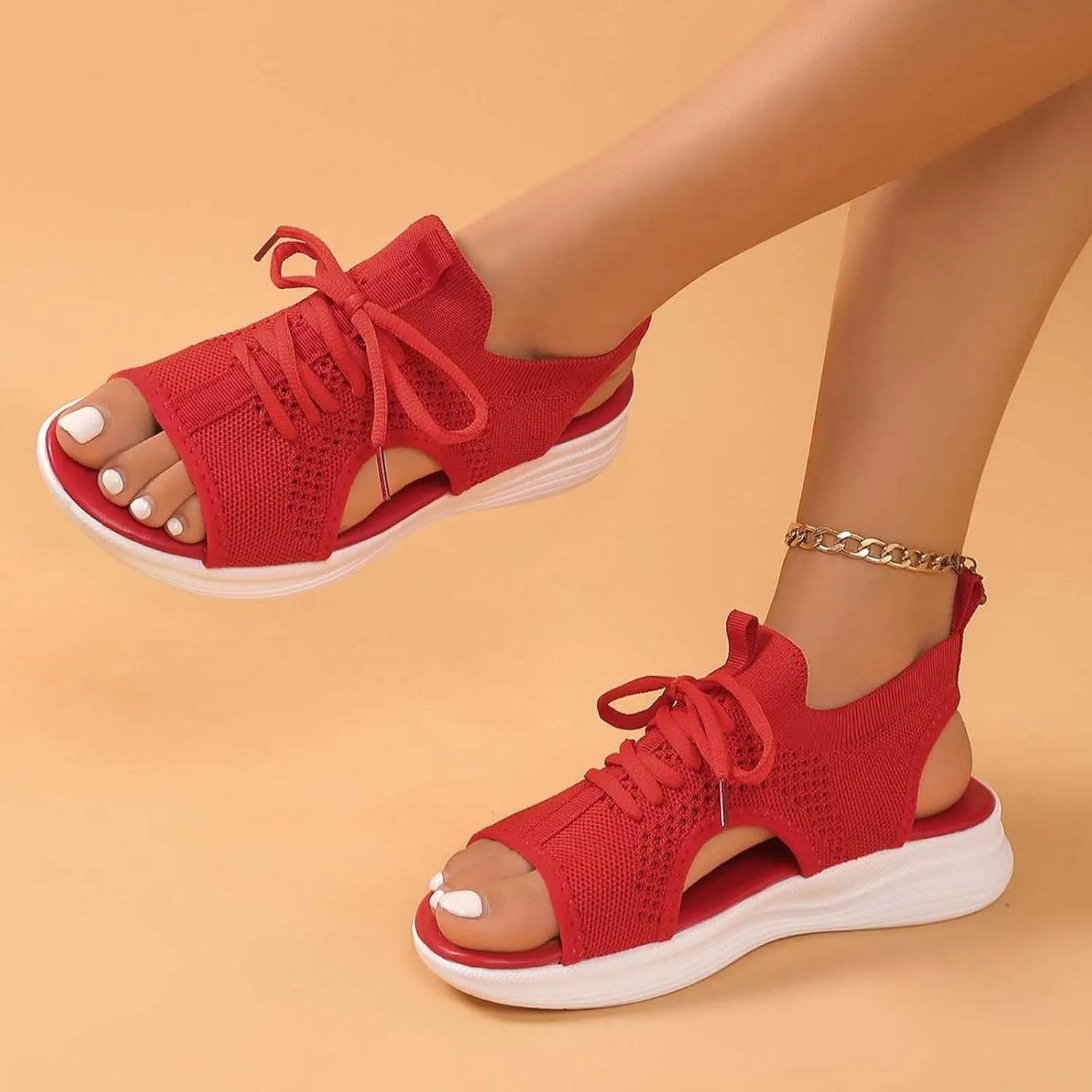 Women's Summer Fashion Cloth Breathable Open Toed Sandals Comfortable Platform Shoes Shoes Women