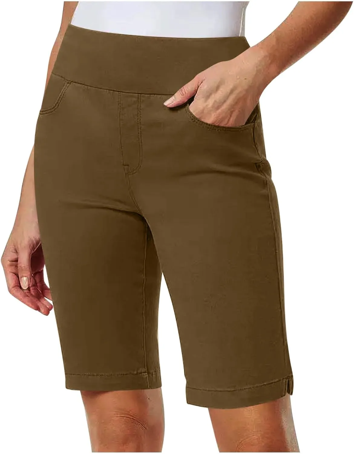 Womens Summer Fashion Half Pants Casual Elastic Waist Soft Comfort Going Out Beach Pants Cropped Trousers