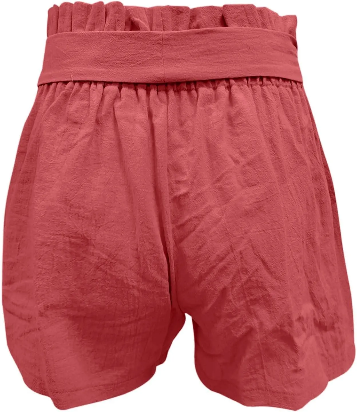 Women's Summer Shorts with Pockets Ruffle Hem and Bow Tie Waistband Casual High Waisted Under Skirt Shorts for