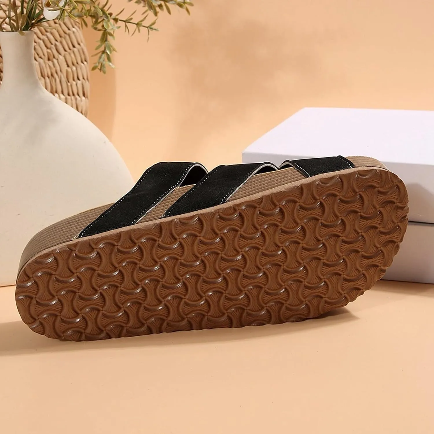 Women's Summer Slide Sandals Comfortable Thick Platform Wide Fit Flat Strappy Casual Beach Vacation Footwear