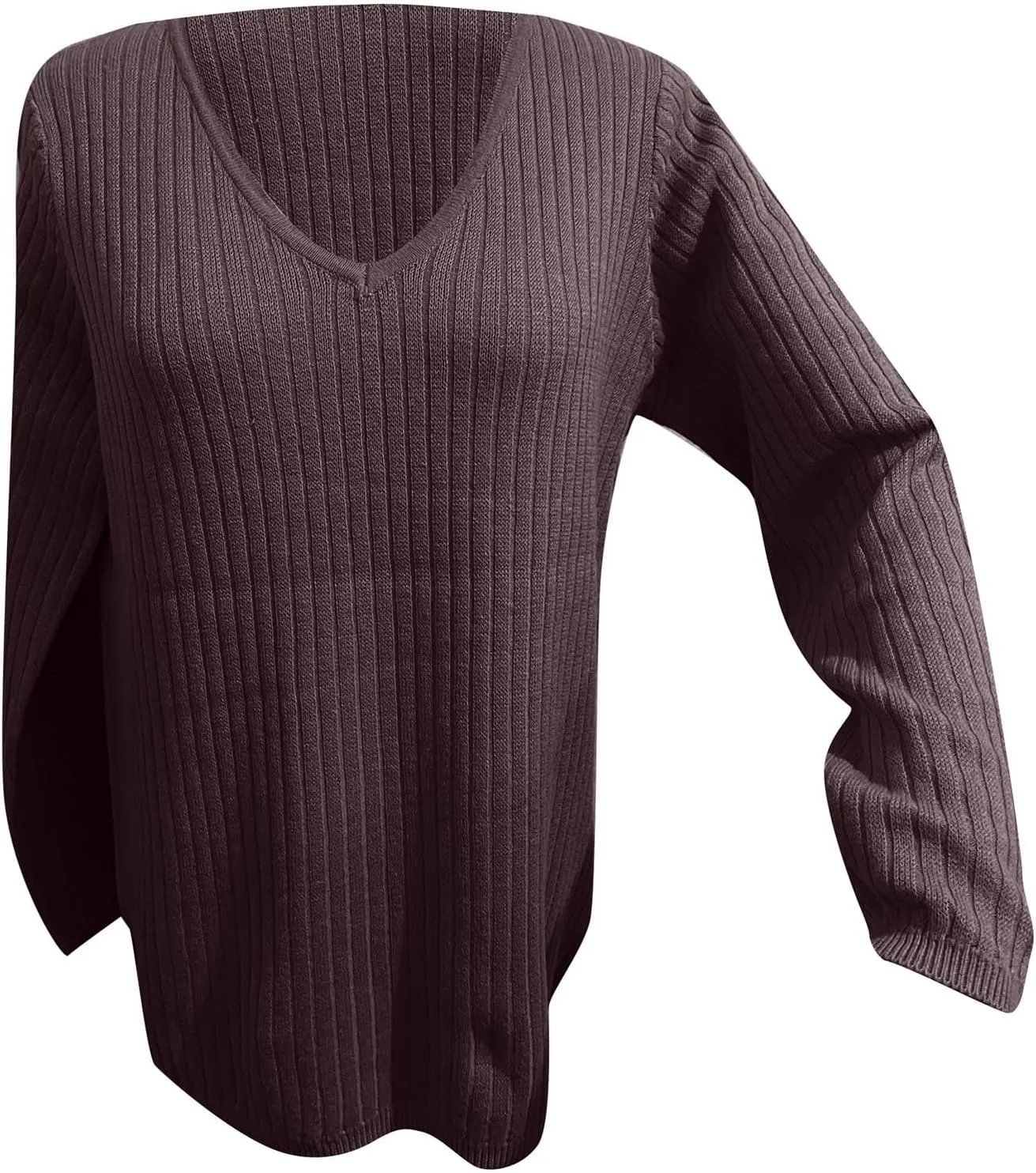 Women's Sweaters 2024 Fall Casual V Neck Solid Color Pullover Sweater Ribbed Slim Fit Basic Clothes Blouses