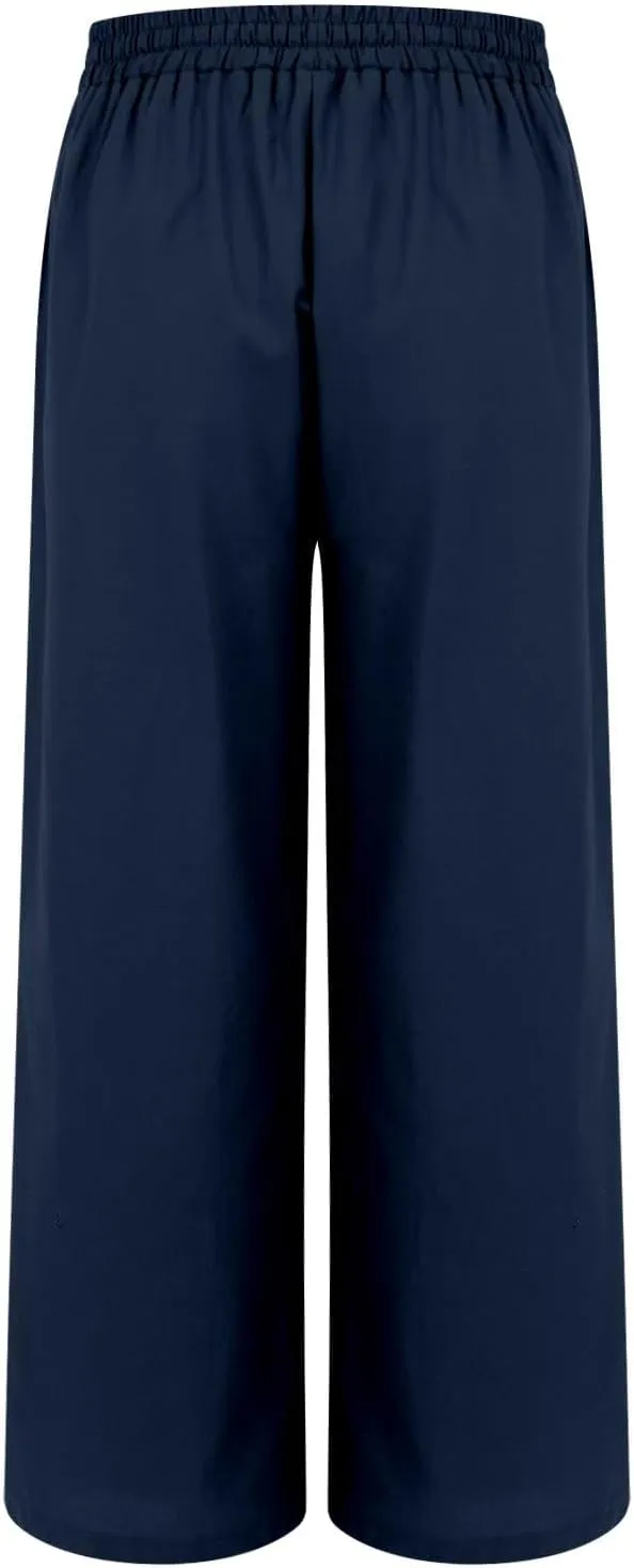 Womens Travel Pants Stretch High Rise Fashion Palazzo Wide Leg Pants Patch Drawstring Summer Solid Clothes with Pocket