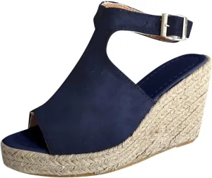 Women's Wedge Espadrille Sandals Peep Open Toe Ankle Strap Platform Dressy Casual Sandals Fashion Comfortable High Heeled Wedges Concise Summer Dress Shoes with Adjustable Buckle