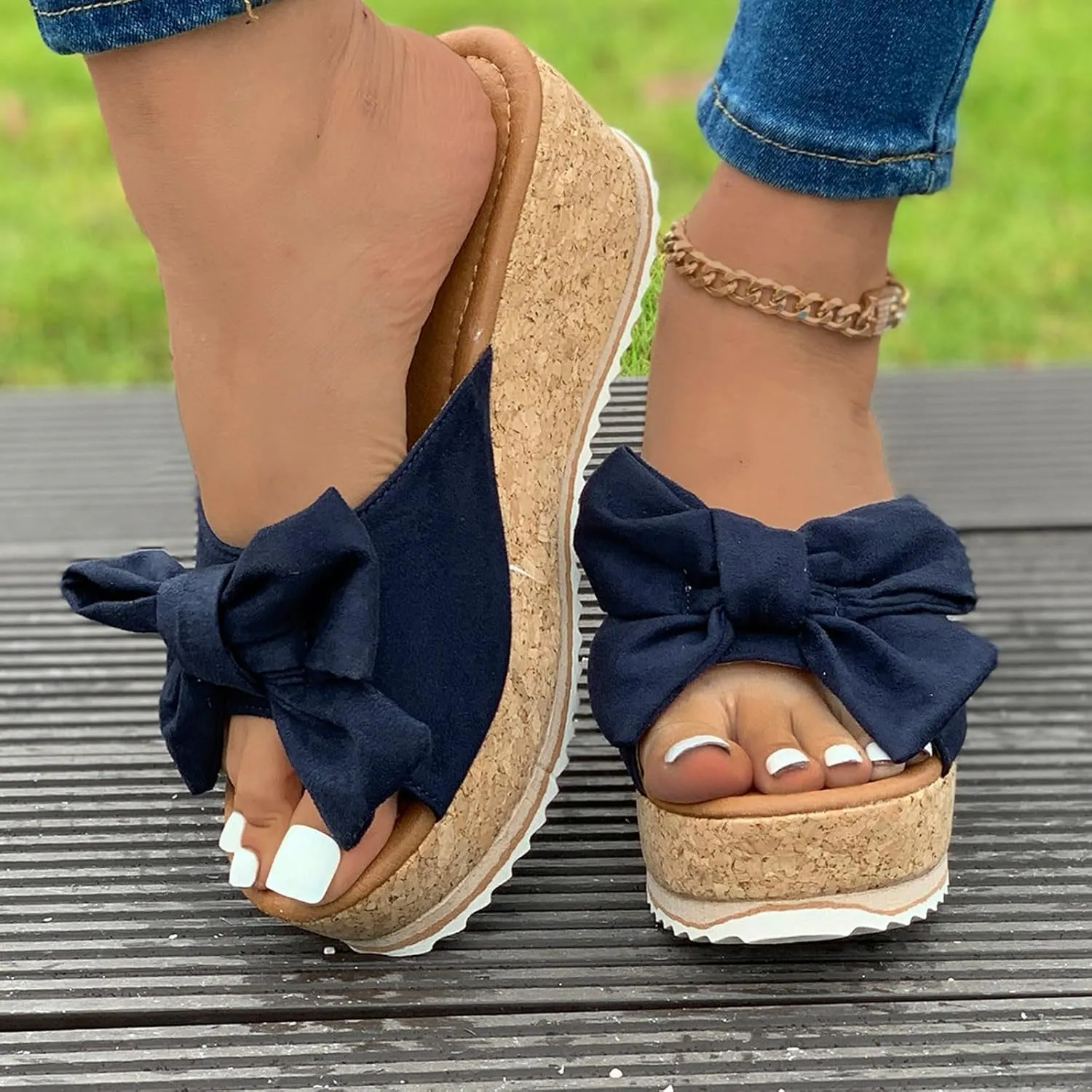 Womens Wedges Heels Sandals Summer Beach Platform Slippers for Women Ring Toe Strappy Summer Gladiator Flat Sandals Non-Slip Summer Slingback Slipper Vacation Travel Outdoor Going Out Shoes