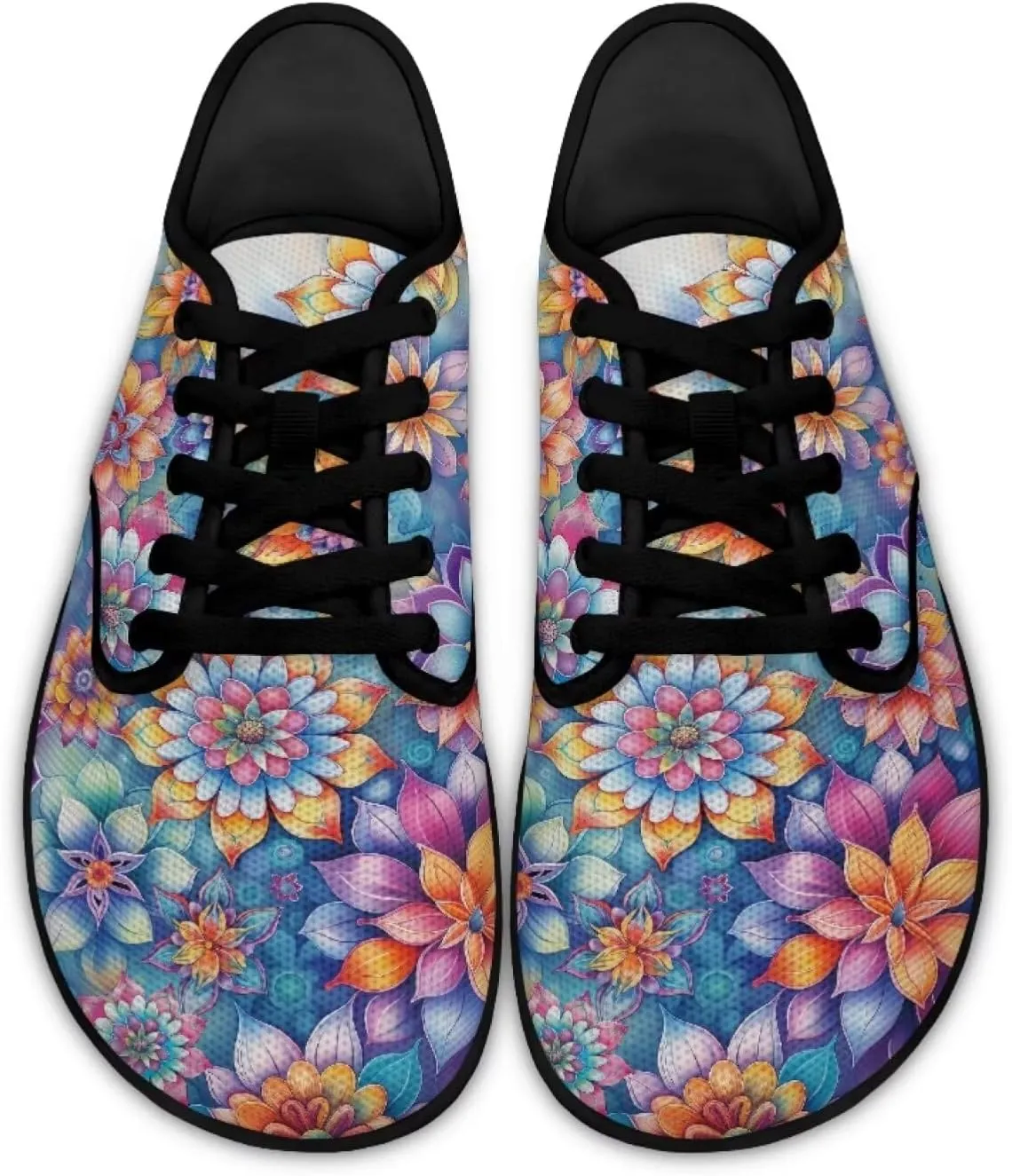 Women's Wide Toe Box Barefoot Shoes Zero Drop Lace Up Casual Sneakers Breathable Fashion Walking Footwear
