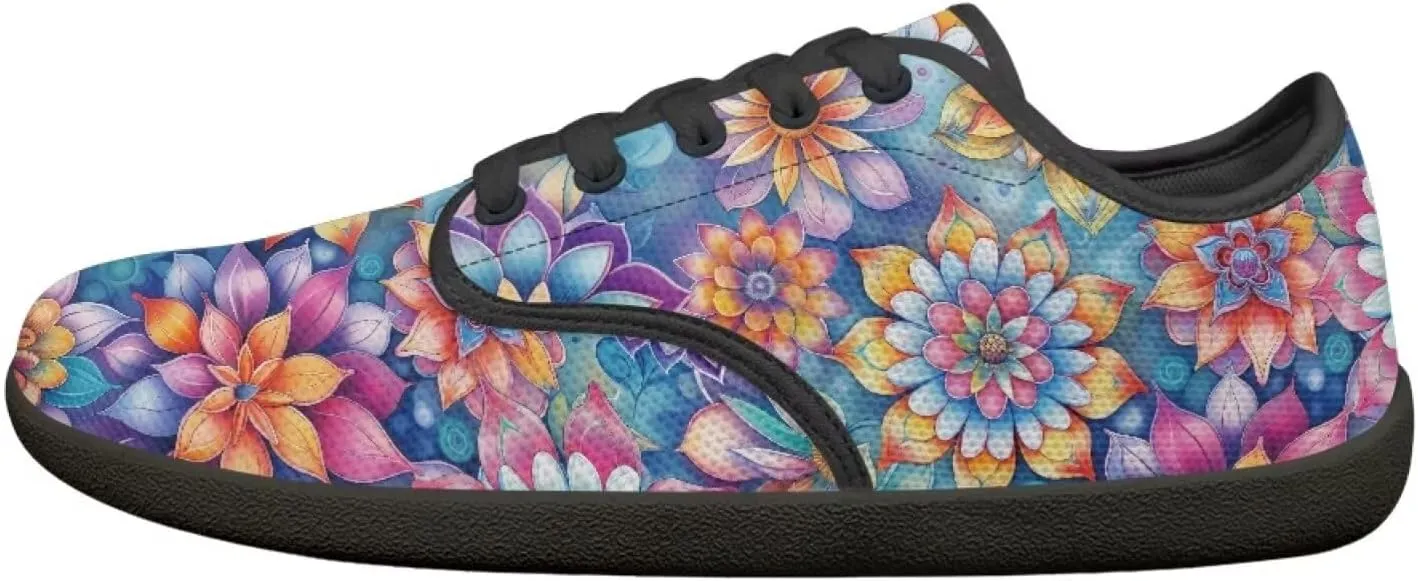Women's Wide Toe Box Barefoot Shoes Zero Drop Lace Up Casual Sneakers Breathable Fashion Walking Footwear