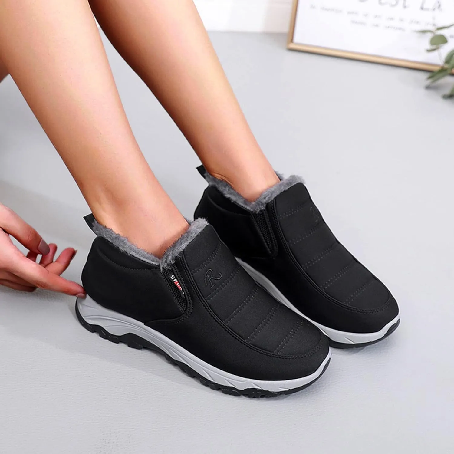 Women's Wide Width Waterproof Ankle Snow Boots Women's Winter Boots Waterproof Tall Snow Boots for Women Waterproof Mid Calf Winter Boots for Women Low Heel Botas Para Mujer Contra El Agua Y Frio