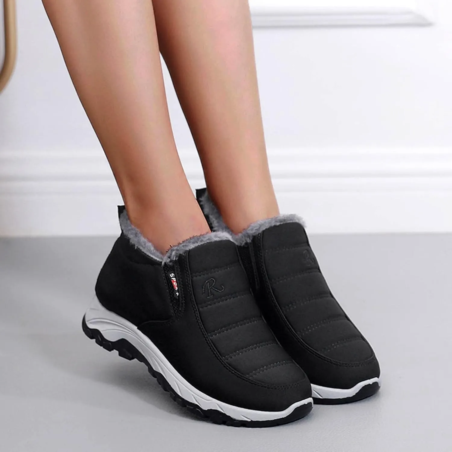 Women's Wide Width Waterproof Ankle Snow Boots Women's Winter Boots Waterproof Tall Snow Boots for Women Waterproof Mid Calf Winter Boots for Women Low Heel Botas Para Mujer Contra El Agua Y Frio