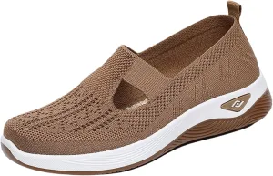 Women's Woven Orthopedic Shoes Summer Lightweight Breathable Arch Support Soft Shoes Trendy Comfortable Mesh Hollow Out Slip-On Sneakers Diabetic Foam Shoe Casual Dressy Walking Sneaker