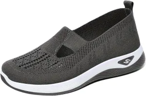 Women's Woven Orthopedic Shoes Summer Lightweight Breathable Arch Support Soft Shoes Trendy Comfortable Mesh Hollow Out Slip-On Sneakers Diabetic Foam Shoe Casual Dressy Walking Sneaker