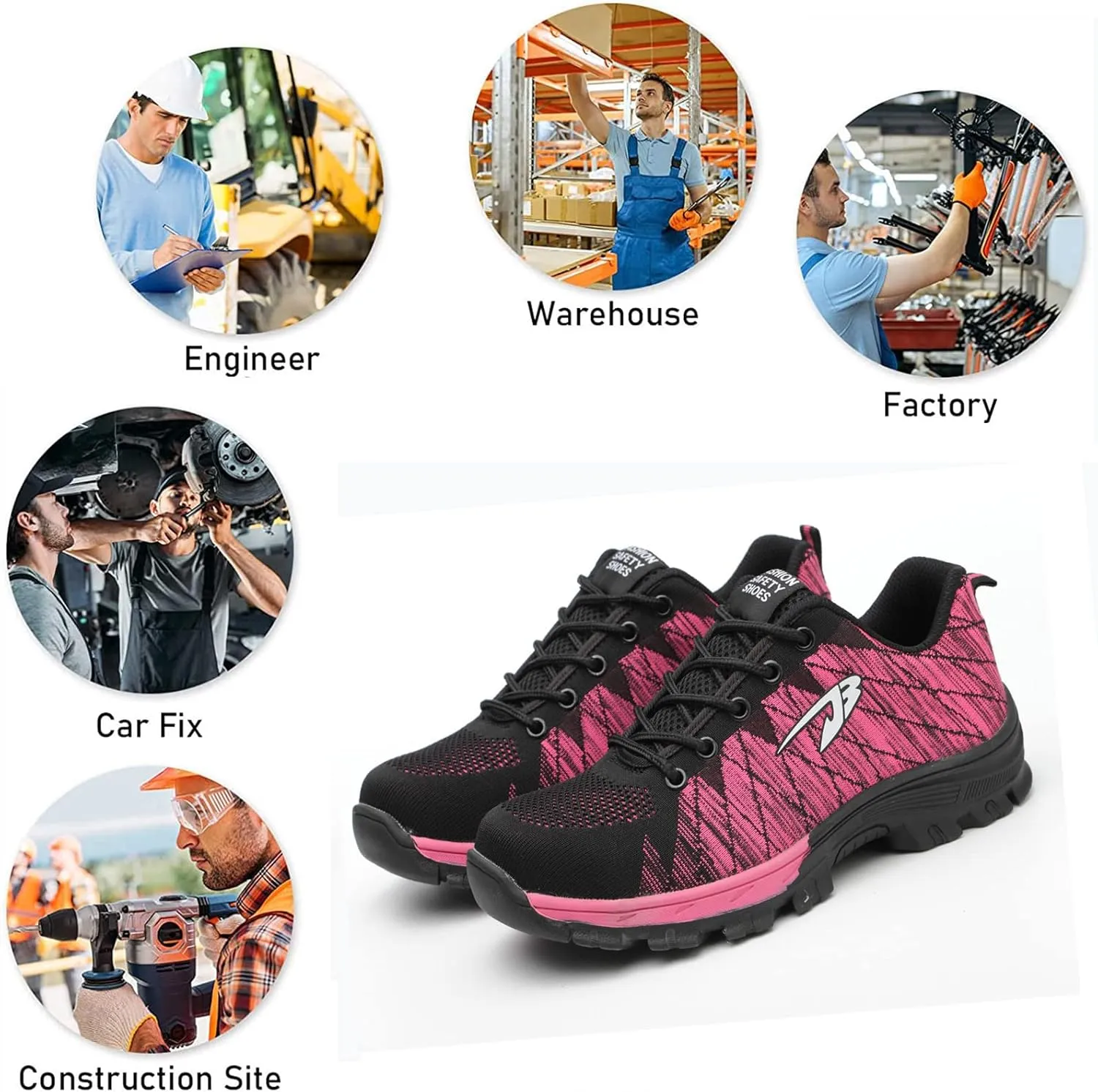 Work Safety Shoes for Men Womens,Lightweight Safety Shoes Slip Resistant Work Sneaker Breathable Puncture Proof Shoes